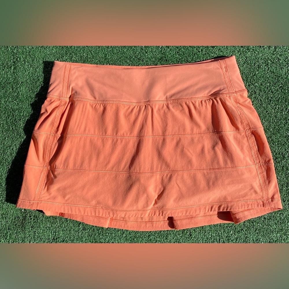 Lululemon Pace Rival Golden Apricot Lined Tennis Skirt Skort Women’s Size 6